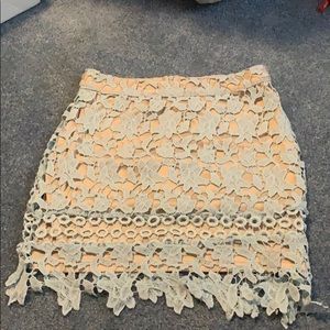 floral netting high waisted mini skirt